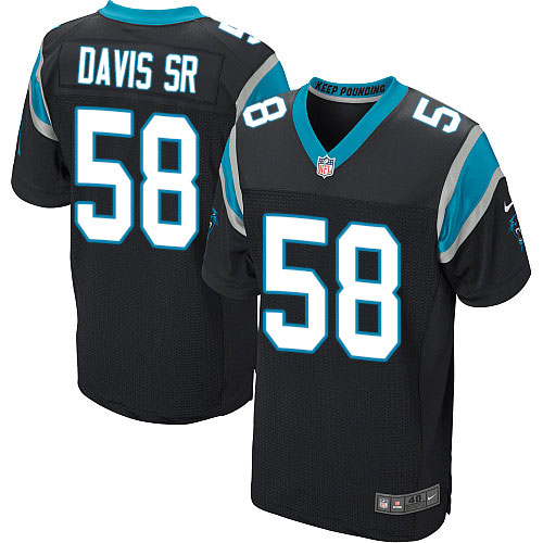 Men's Elite Thomas Davis Nike Jersey Black Home - #58 NFL Carolina Panthers